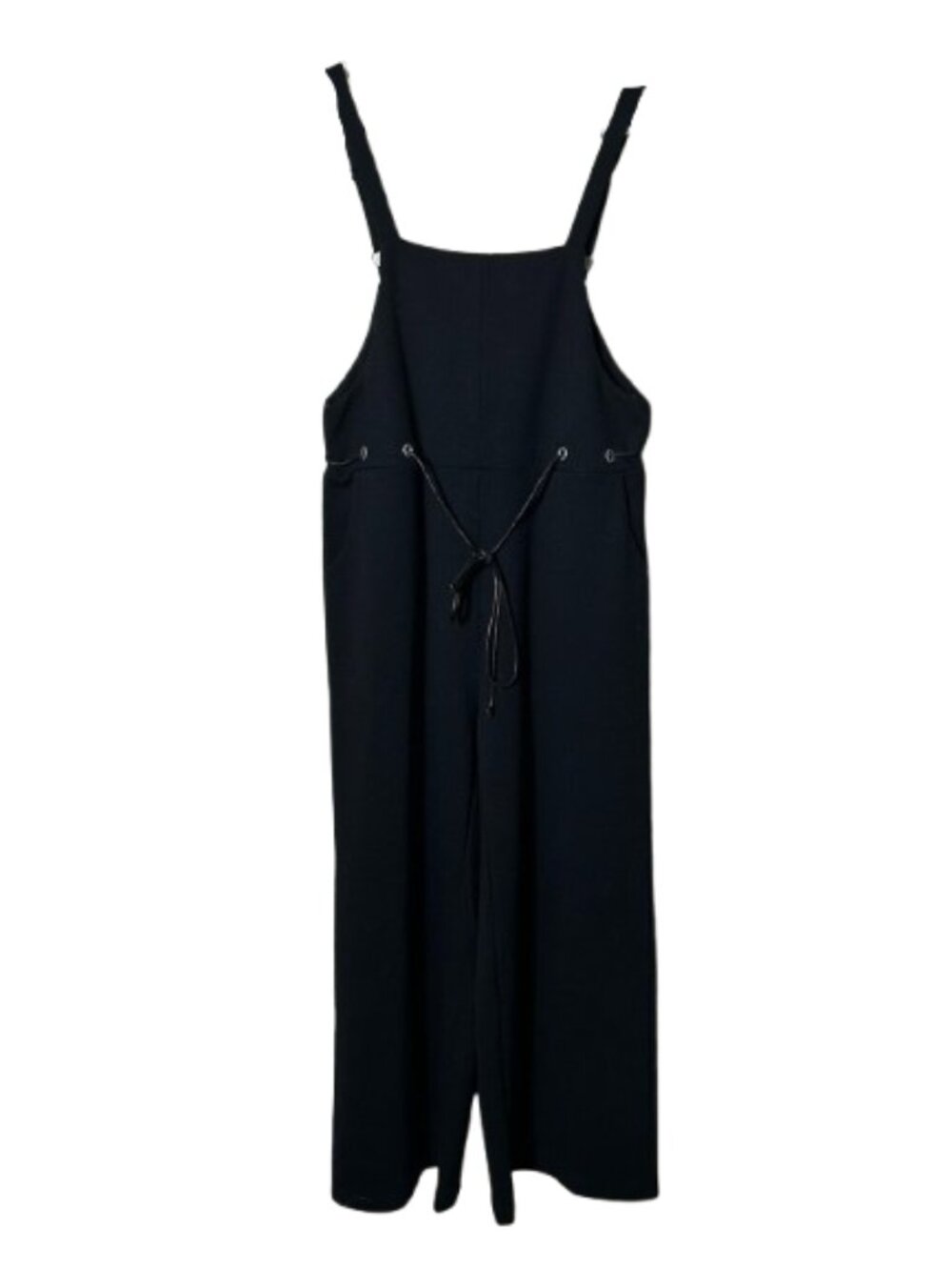 Sage the label black sweatpant wide leg tie waist overalls womens M
